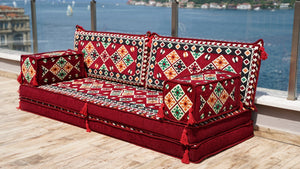 Maroon Urgup Mystic: Single Floor Sofa – Arabic Floor Cushion – Ethnic Floor Couch – Middle Eastern Floor Sofa