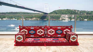 Maroon Jumbo Supreme: Single Floor Sofa – Arabic Floor Cushion – Ethnic Floor Couch – Middle Eastern Floor Sofa