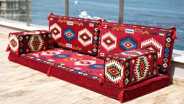 Maroon Jumbo Supreme: Single Floor Sofa – Arabic Floor Cushion – Ethnic Floor Couch – Middle Eastern Floor Sofa