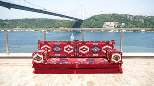 Maroon Jumbo Supreme: Single Floor Sofa – Arabic Floor Cushion – Ethnic Floor Couch – Middle Eastern Floor Sofa