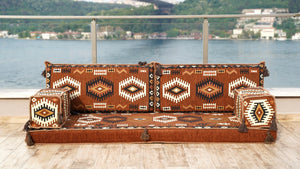 Brown Jumbo Supreme: Single Floor Sofa – Arabic Floor Couch – Window Seat Cushion – Washable Arabic Floor Cushion