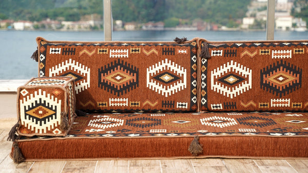 Brown Jumbo Supreme: Single Floor Sofa – Arabic Floor Couch – Window Seat Cushion – Washable Arabic Floor Cushion