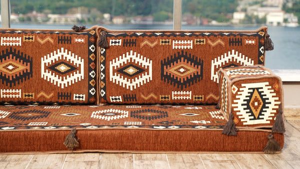Brown Jumbo Supreme: Single Floor Sofa – Arabic Floor Couch – Window Seat Cushion – Washable Arabic Floor Cushion
