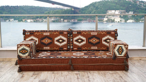 Brown Jumbo Supreme: Single Floor Sofa – Arabic Floor Couch – Window Seat Cushion – Washable Arabic Floor Cushion