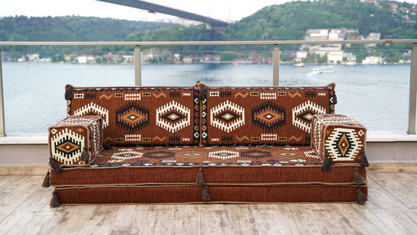 Brown Jumbo Supreme: Single Floor Sofa – Arabic Floor Couch – Window Seat Cushion – Washable Arabic Floor Cushion