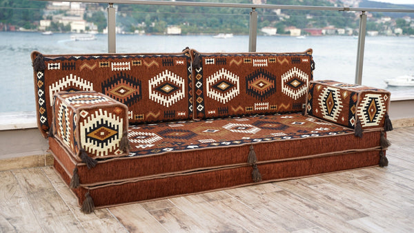 Brown Jumbo Supreme: Single Floor Sofa – Arabic Floor Couch – Window Seat Cushion – Washable Arabic Floor Cushion