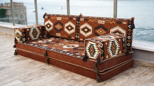 Brown Jumbo Supreme: Single Floor Sofa – Arabic Floor Couch – Window Seat Cushion – Washable Arabic Floor Cushion