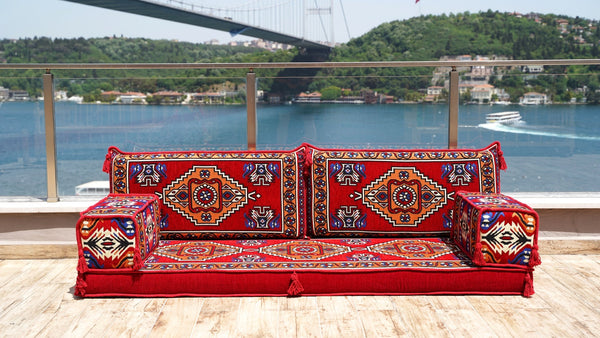 Red Kirsehir Motif – Arabic Oriental Floor Sofa