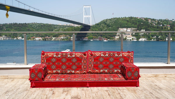 Red Afghan Heritage – Arabic Oriental Floor Sofa