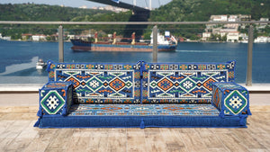Royal Blue Anatolian Hearth: Single Floor Sofa – Arabic Sofa – Oriental Floor Seating Sofa – Traditional Arabic Majlis