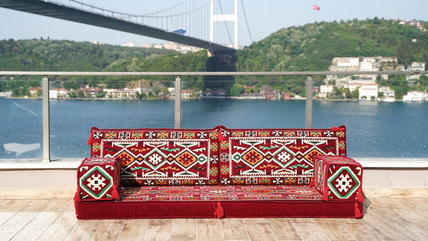 Maroon Anatolian Hearth – Arabic Floor Sofa Set