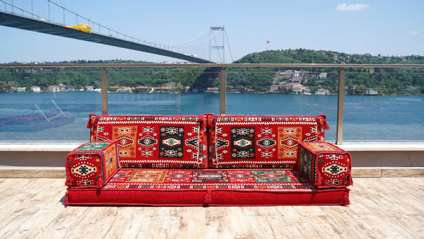 Red Milas Breeze – Anatolian Boho Floor Sofa