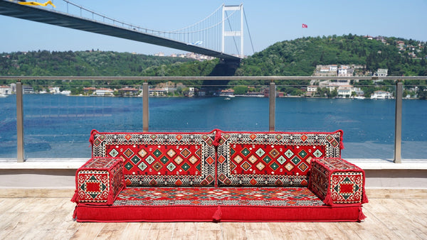 Red Chile Sunset – Traditional Boho Floor Sofa