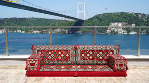Maroon Chile Sunset: Single Floor Sofa – Arabic Majlis – Bohemian Style Floor Sofa – Handmade Jalsa Seating