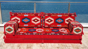 Red Jumbo Supreme: Single Floor Sofa – Arabic Floor Sofa – Custom Oriental Floor Seating – Bohemian Floor Cushion