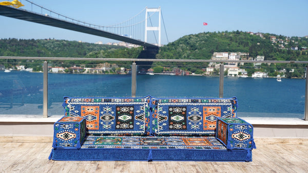 Royal Blue Milas Breeze – Arabic Majlis Floor Sofa