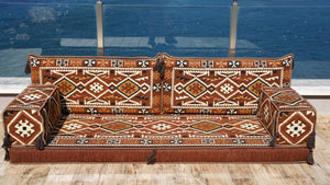 Brown Anatolian Hearth: Single Floor Sofa – Arabic Floor Couch – Window Seat Cushion – Floor Sofa With Backrest