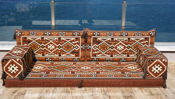Brown Anatolian Hearth: Single Floor Sofa – Arabic Floor Couch – Window Seat Cushion – Floor Sofa With Backrest