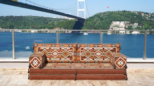 Brown Anatolian Hearth: Single Floor Sofa – Arabic Floor Couch – Window Seat Cushion – Floor Sofa With Backrest