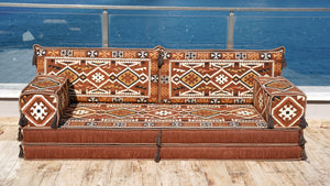 Brown Anatolian Hearth: Single Floor Sofa – Arabic Floor Couch – Window Seat Cushion – Floor Sofa With Backrest