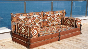 Brown Anatolian Hearth: Single Floor Sofa – Arabic Floor Couch – Window Seat Cushion – Floor Sofa With Backrest