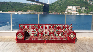 Maroon Timeless Kilim: Single Floor Sofa – Arabic Floor Cushion – Ethnic Floor Couch – Middle Eastern Floor Sofa