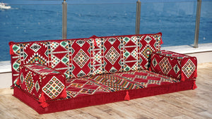 Maroon Timeless Kilim: Single Floor Sofa – Arabic Floor Cushion – Ethnic Floor Couch – Middle Eastern Floor Sofa