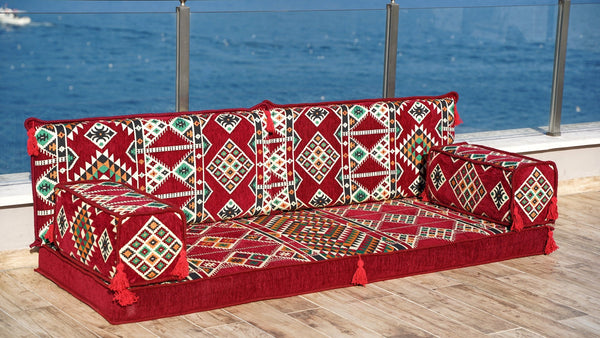 Maroon Timeless Kilim: Single Floor Sofa – Arabic Floor Cushion – Ethnic Floor Couch – Middle Eastern Floor Sofa