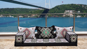 Gray Moritania Mirage: Single Floor Sofa – Arabic Floor Seating – Ottoman Floor Seating – Boho Living Room Seating