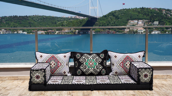 Gray Moritania Mirage – Arabic Boho Floor Sofa