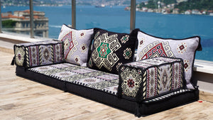 Gray Moritania Mirage: Single Floor Sofa – Arabic Floor Seating – Ottoman Floor Seating – Boho Living Room Seating