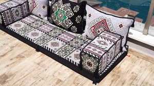 Gray Moritania Mirage: Single Floor Sofa – Arabic Floor Seating – Ottoman Floor Seating – Boho Living Room Seating