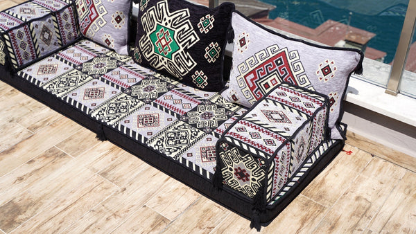 Gray Moritania Mirage: Single Floor Sofa – Arabic Floor Seating – Ottoman Floor Seating – Boho Living Room Seating