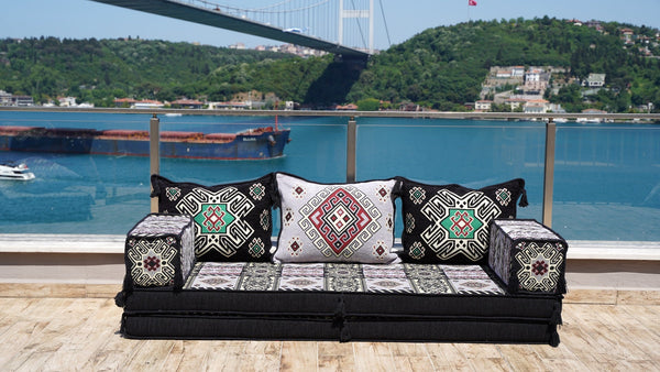 Gray Moritania Mirage: Single Floor Sofa – Arabic Floor Seating – Ottoman Floor Seating – Boho Living Room Seating
