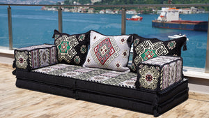Gray Moritania Mirage: Single Floor Sofa – Arabic Floor Seating – Ottoman Floor Seating – Boho Living Room Seating