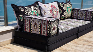 Gray Moritania Mirage: Single Floor Sofa – Arabic Floor Seating – Ottoman Floor Seating – Boho Living Room Seating