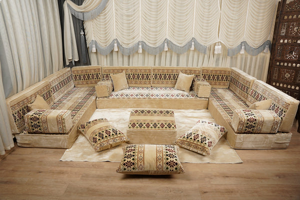 U-Shaped Boho Moroccan Floor Sofa – Diwan Set