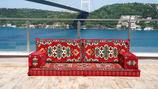 Red Apachi Spirit: Single Floor Sofa – Arabic Floor Sofa – Oriental Floor Seating – Middle Eastern Floor Sofa