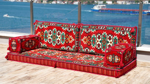 Red Apachi Spirit: Single Floor Sofa – Arabic Floor Sofa – Oriental Floor Seating – Middle Eastern Floor Sofa