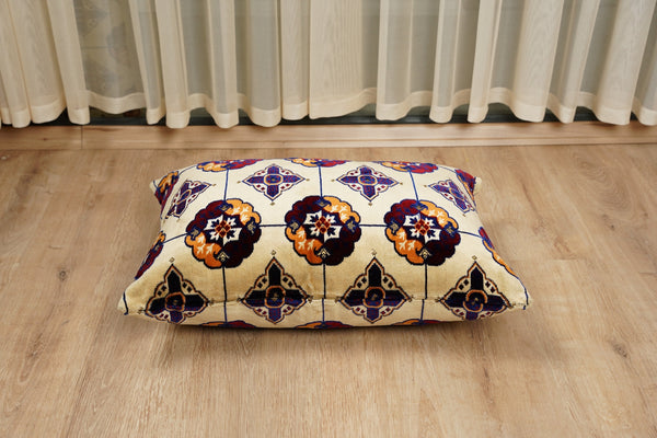 Beige Baghdad Tulip: Single Floor Sofa – Arabic Majlis – Turkish Floor Pouf – Window Seat Cushion – Oriental Floor Seating