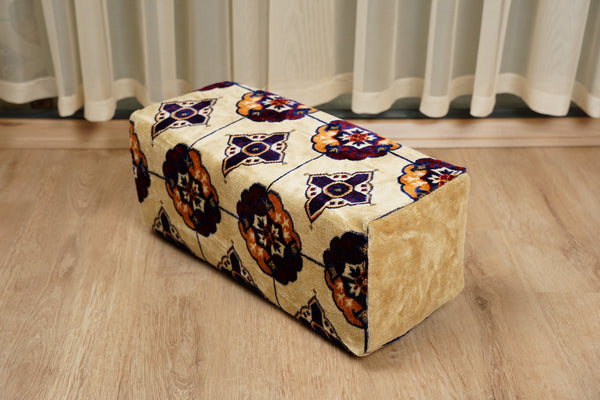 Beige Baghdad Tulip: Single Floor Sofa – Arabic Majlis – Turkish Floor Pouf – Window Seat Cushion – Oriental Floor Seating