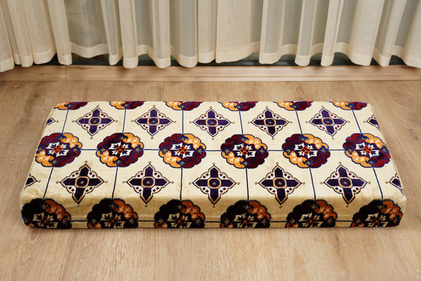 Beige Baghdad Tulip: Single Floor Sofa – Arabic Majlis – Turkish Floor Pouf – Window Seat Cushion – Oriental Floor Seating