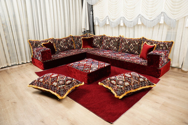 8'' Velvet Majlis Diwan Sofa Set – Moroccan Floor Sofa