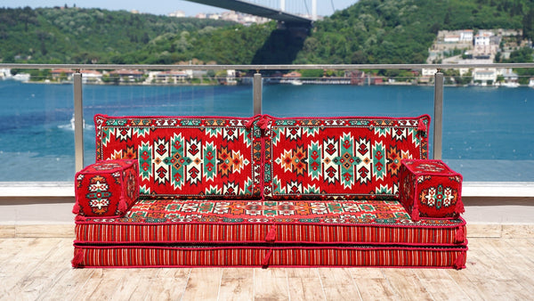 Red Apachi Spirit: Single Floor Sofa – Arabic Floor Sofa – Oriental Floor Seating – Middle Eastern Floor Sofa