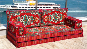 Red Apachi Spirit: Single Floor Sofa – Arabic Floor Sofa – Oriental Floor Seating – Middle Eastern Floor Sofa