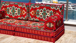 Red Apachi Spirit: Single Floor Sofa – Arabic Floor Sofa – Oriental Floor Seating – Middle Eastern Floor Sofa