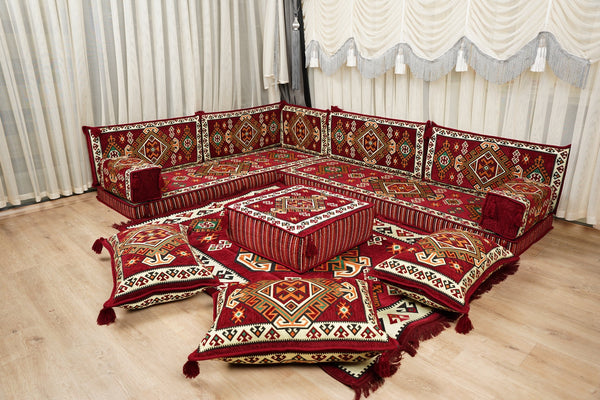 Arabic L-Shape Corner Floor Sofa – Traditional Diwan