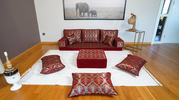 Red Lale Ottoman: Single Floor Sofa