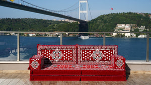 Red Atlantis Echoes: Single Floor Sofa – Arabic Floor Sofa – Oriental Floor Seating – Reading Nook Floor Seating