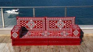 Red Atlantis Echoes: Single Floor Sofa – Arabic Floor Sofa – Oriental Floor Seating – Reading Nook Floor Seating